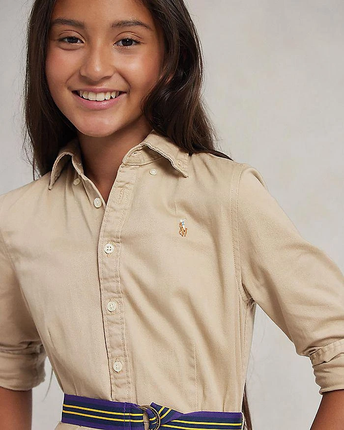 商品Ralph Lauren|Girls' Chino Shirt Dress with Belt - Little Kid, Big Kid,价格¥521,第3张图片详细描述