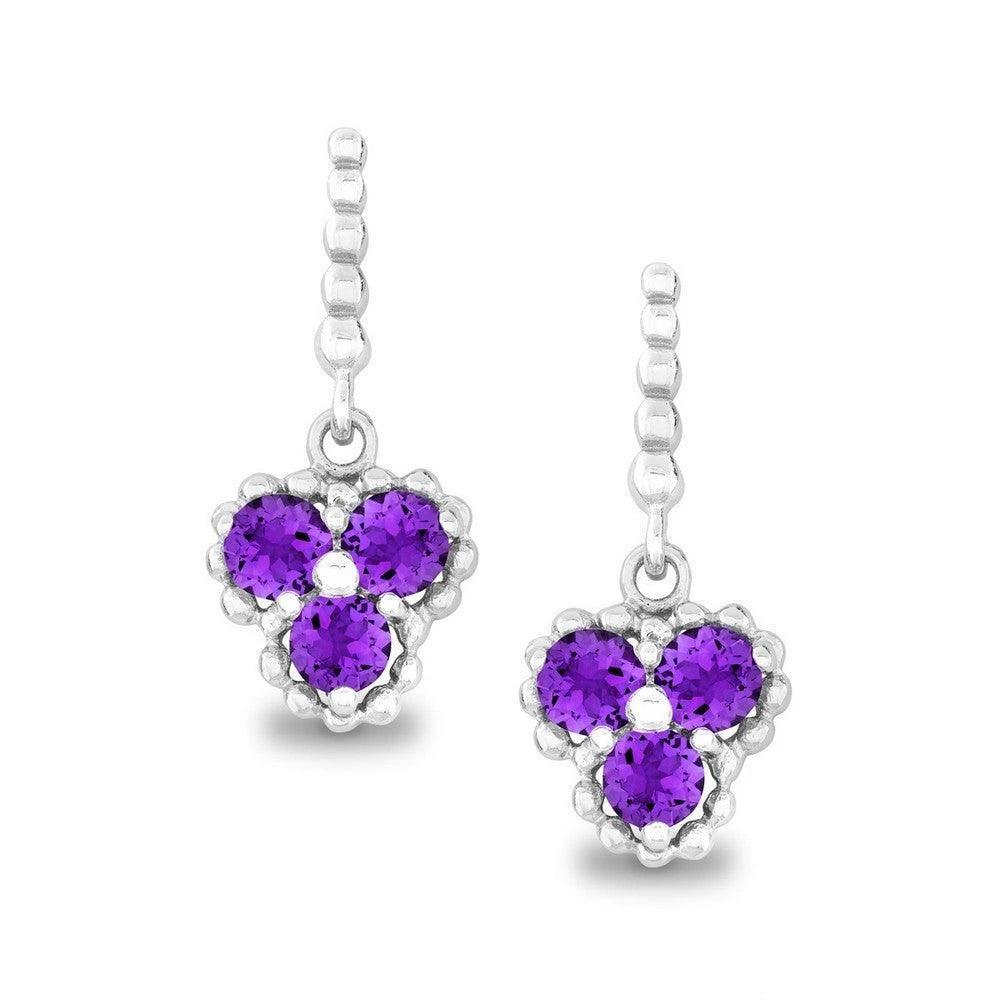 商品Classic|Sterling Silver Amethyst Triple Circle Earrings,价格¥350,第1张图片