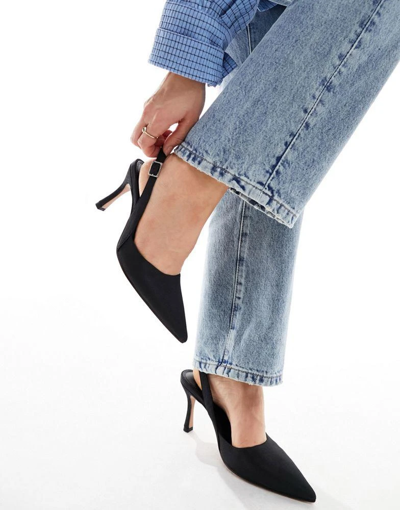 商品ASOS|ASOS DESIGN Wide Fit Samber 2 slingback stiletto heels in black,价格¥274,第3张图片详细描述