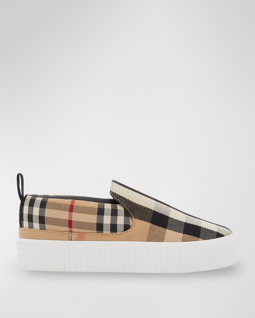 商品Burberry|Kid's Andrew Check Slip-On Sneakers, Toddlers/Kids,价格¥2537,第1张图片