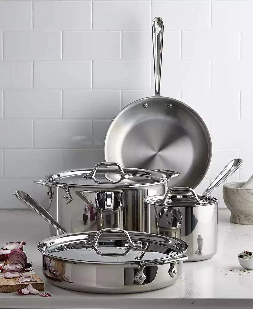 商品All-Clad|D3 Stainless Steel Cookware Set, Exclusively at Macy’s, 7 Piece,价格¥2982,第1张图片