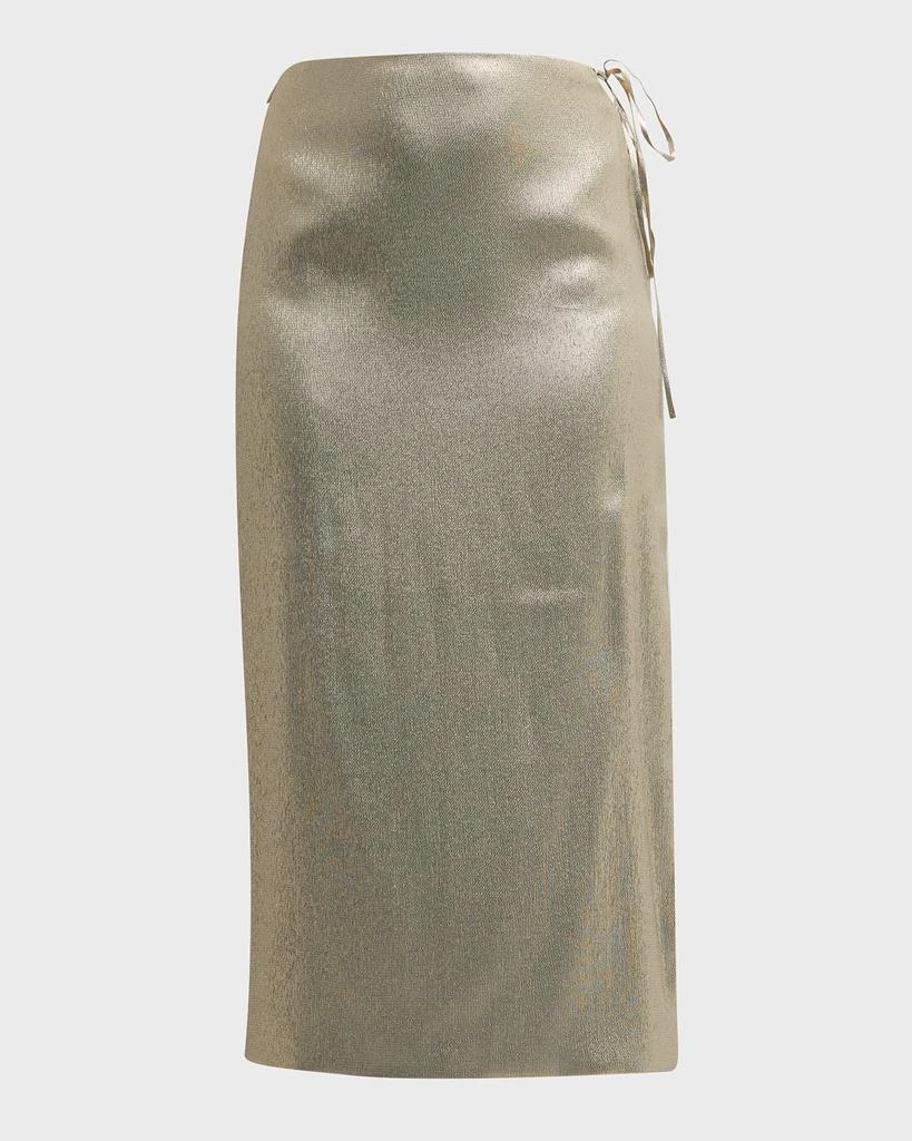 商品Adriana Iglesias|Ale Metallic Lace-Up Side-Slit Midi Skirt,价格¥1301,第2张图片详细描述