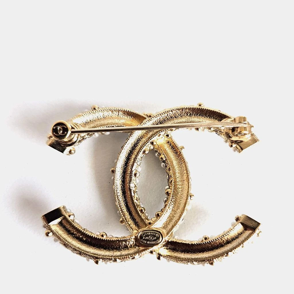商品[二手商品] Chanel|Chanel Gold Tone CC Crystal/Pearl Embellished Brooch,价格¥8878,第4张图片详细描述