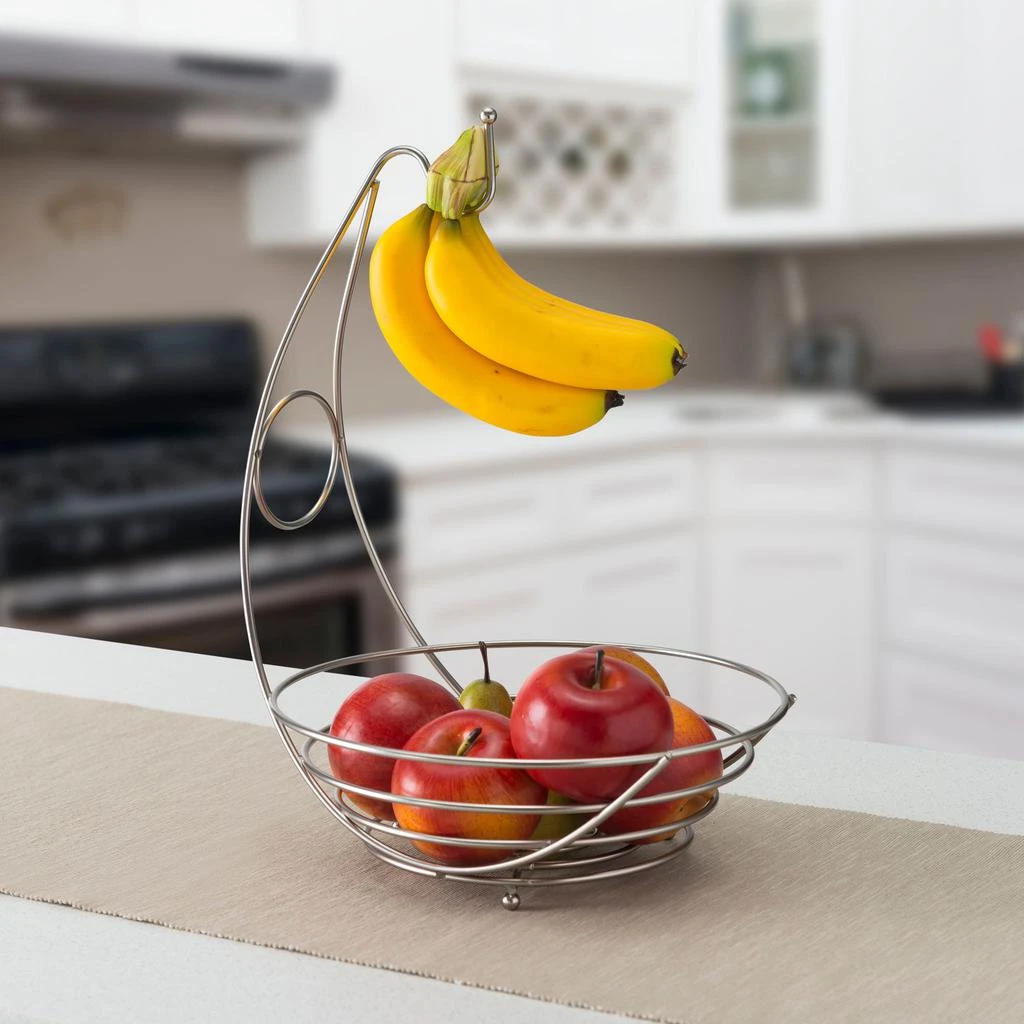 商品Home Basics|Home Basics Satin Nickel Fruit Bowl with Banana Tree,价格¥186,第2张图片详细描述