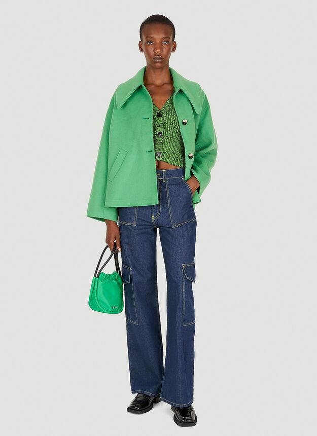Oversized Collar Jacket in Green商品第2张图片规格展示
