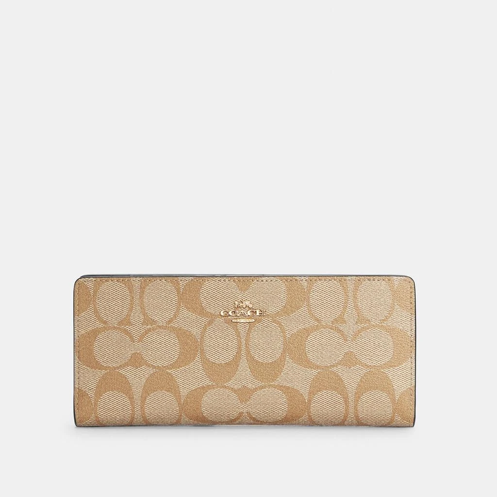 商品Coach|Coach Outlet Slim Wallet In Signature Canvas,价格¥687,第4张图片详细描述