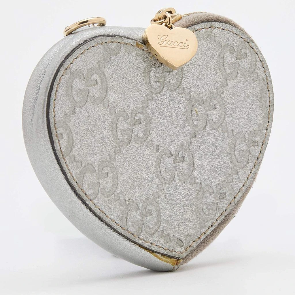 商品[二手商品] Gucci|Gucci Silver Guccissima Leather Heart Shape Coin Purse,价格¥1201,第3张图片详细描述