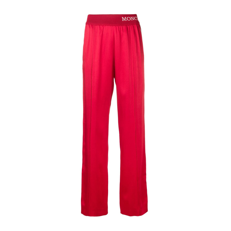 商品Moncler|Moncler 盟可睐 女士红色绸面休闲裤 1650000-C0006-45B,价格¥3253,第1张图片