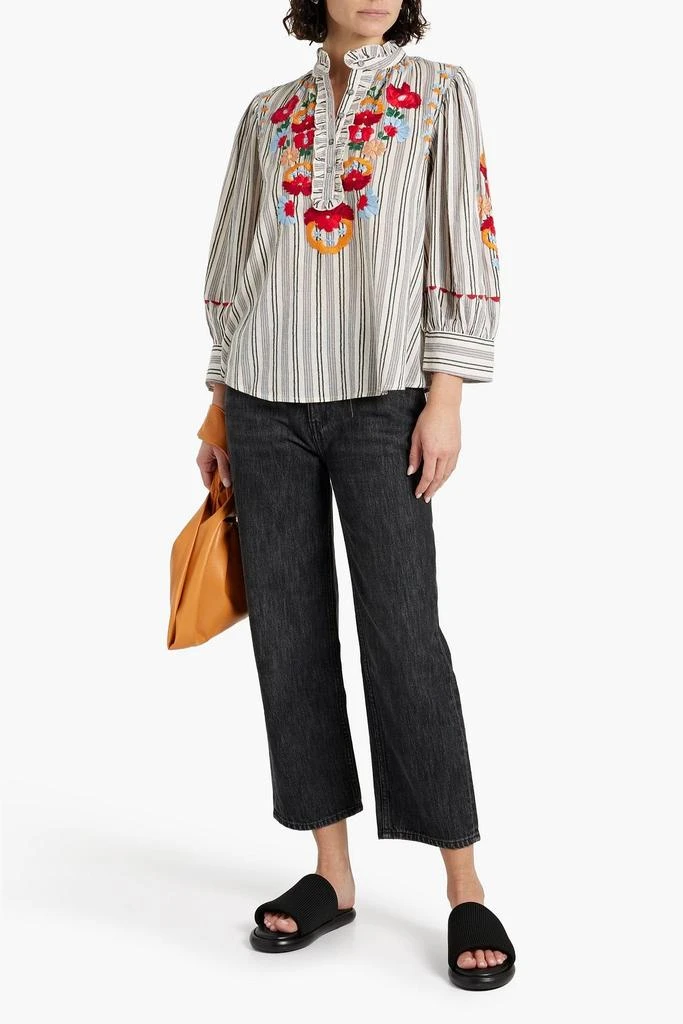 商品ANTIK BATIK|Juliette embroidered striped cotton-jacquard blouse,价格¥669,第2张图片详细描述