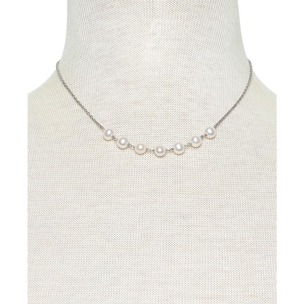 商品Belle de Mer|2-Pc. Set Black Cultured Freshwater Pearl (6-7mm) Collar Necklace &  Matching Stud Earrings in Sterling Silver (Also in White, Pink, & Gray Cultured Freshwater Pearl), Created for Macy's,价格¥725,第4张图片详细描述