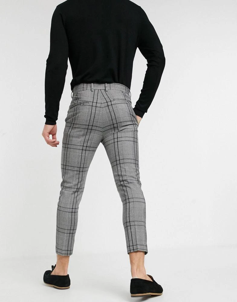 商品New Look|New Look skinny cropped smart trousers in grey check,价格¥123,第2张图片详细描述