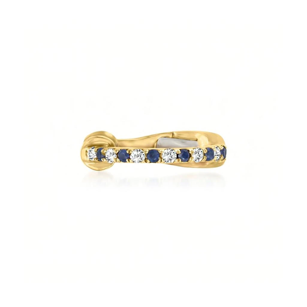 商品Ross-Simons|Ross-Simons Sapphire- and Diamond-Accented Single Ear Cuff in 14kt Yellow Gold,价格¥1257,第1张图片