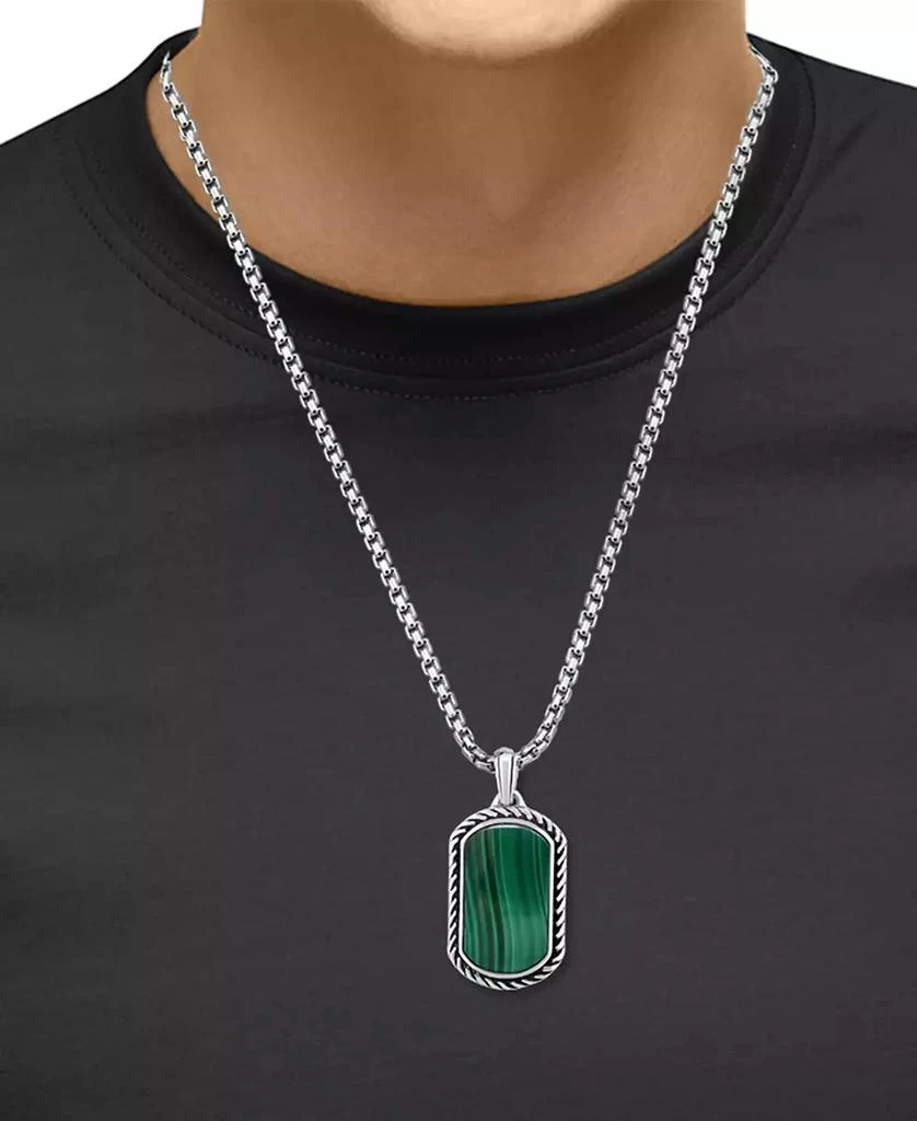 商品Effy|EFFY® Men's Malachite Dog Tag 22" Pendant Necklace in Sterling Silver,价格¥2674,第2张图片详细描述