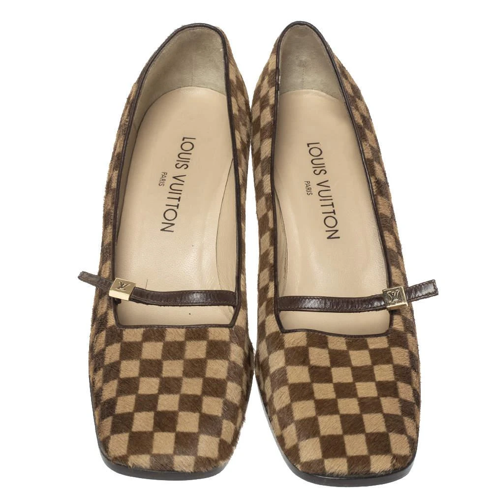 商品[二手商品] Louis Vuitton|Louis Vuitton Brown/Beige Damier Pony Hair Pumps Size 38.5,价格¥1431,第3张图片详细描述