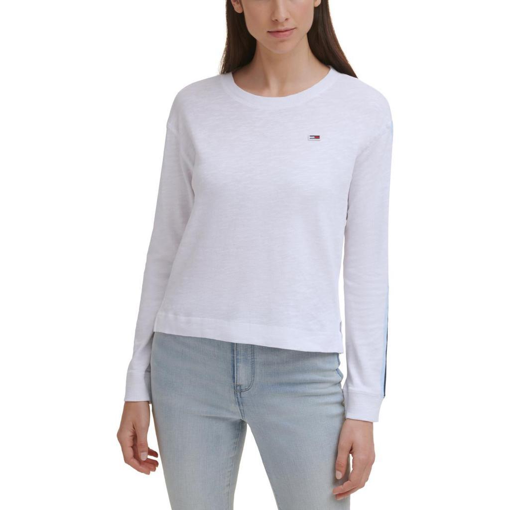 商品Tommy Jeans|Tommy Jeans Womens Striped Ribbed Trim Pullover Sweater,价格¥127-¥142,第4张图片详细描述