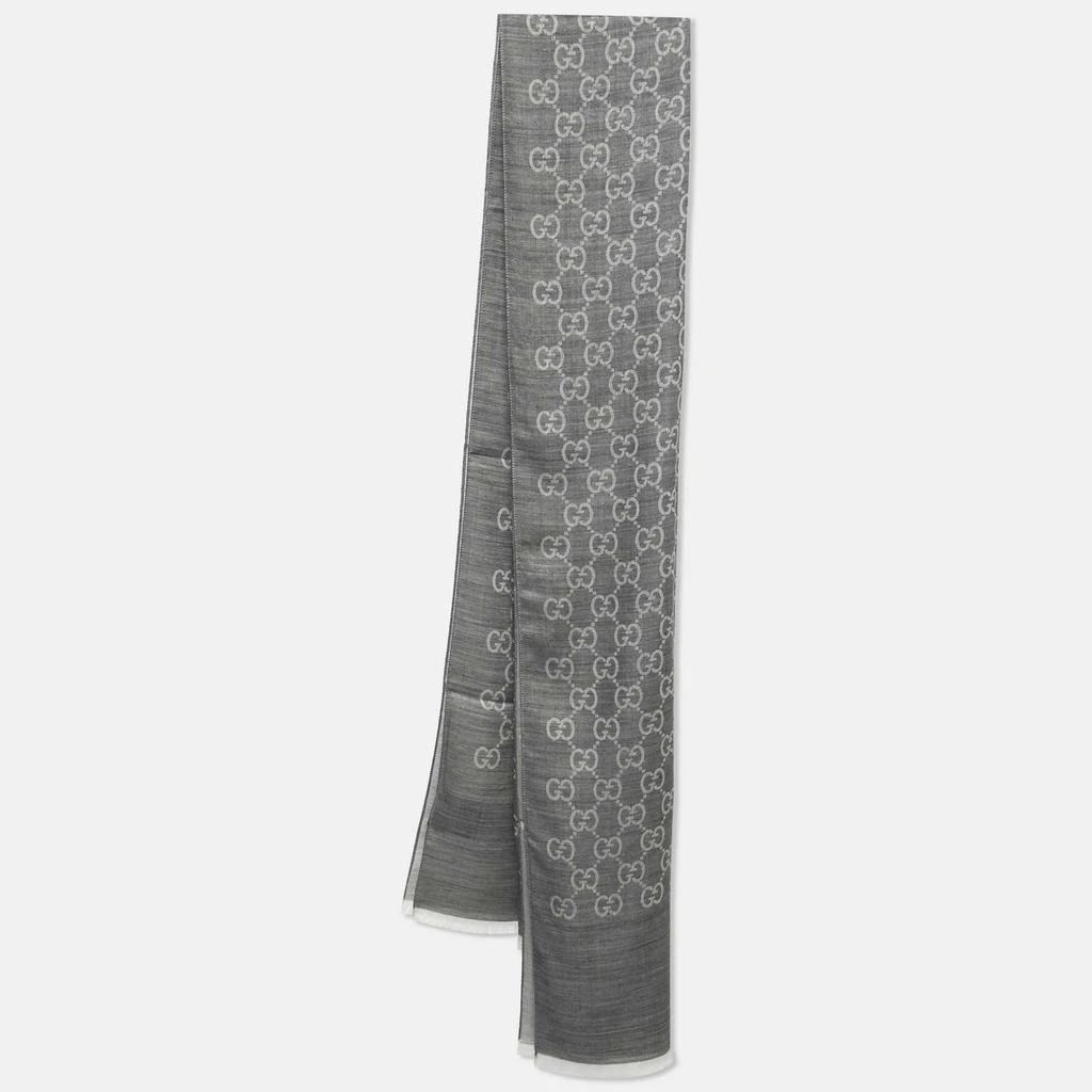 商品[二手商品] Gucci|Gucci Grey GG Monogram Wool & Silk Fringed Scarf,价格¥2697,第1张图片