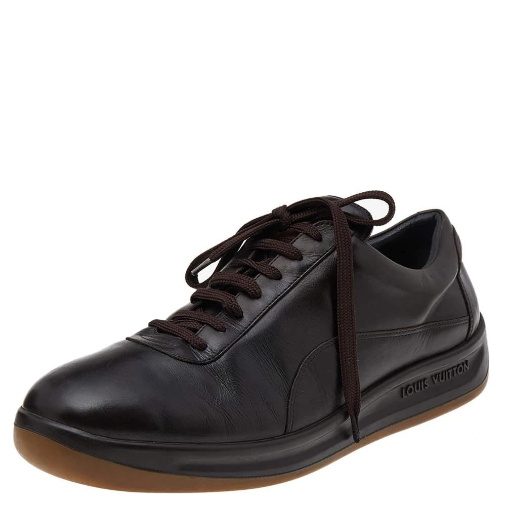 商品[二手商品] Louis Vuitton|Louis Vuitton Dark Brown Leather Low Top Sneakers Size 44.5,价格¥3103,第1张图片