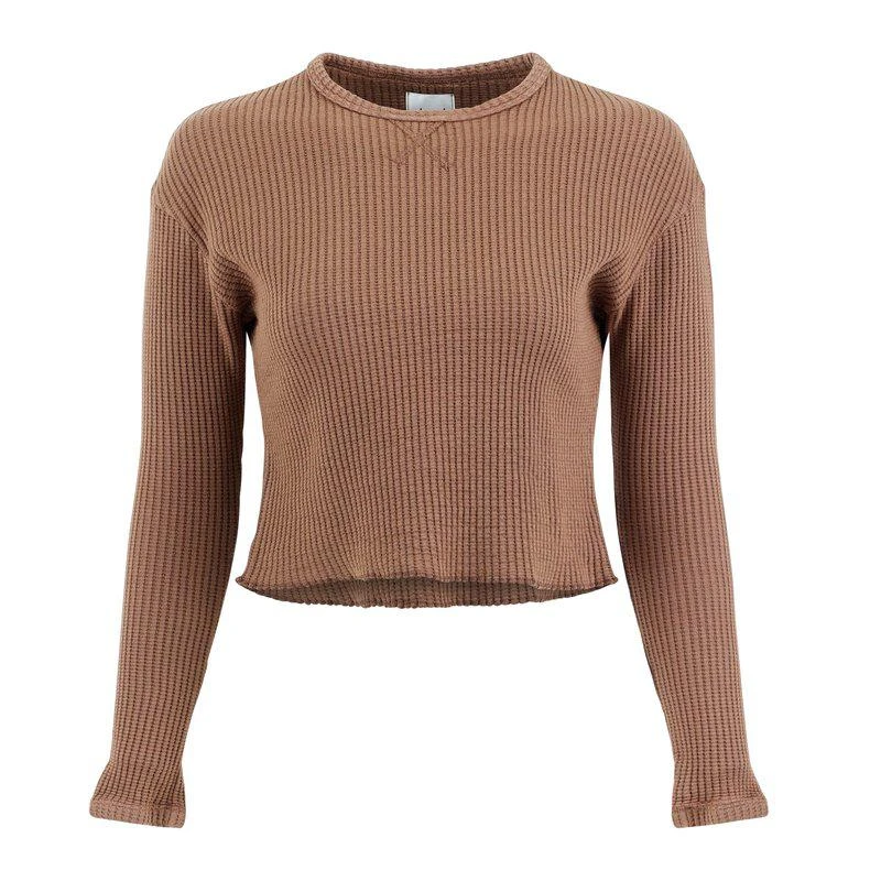 商品Lezat|Fiona Organic Cotton Waffle Thermal Pullover Top Cocoa,价格¥303,第1张图片