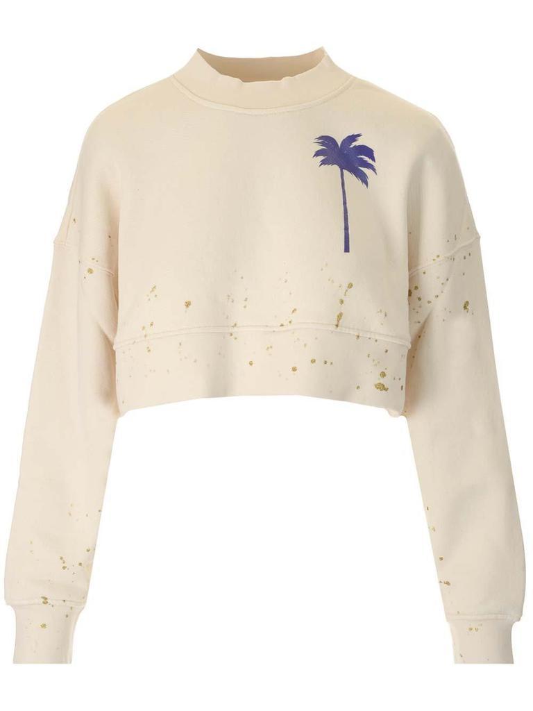 商品Palm Angels|Palm Angels Pxp Painted Crewneck Cropped Sweatshirt,价格¥3266,第1张图片