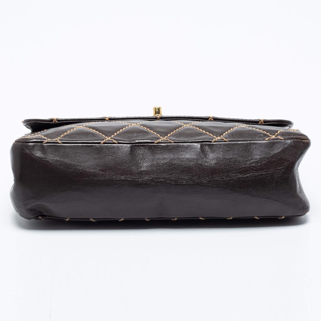 Chanel Dark Brown Quilted Leather Wild Stitch Surpique Flap Bag商品第8张图片规格展示