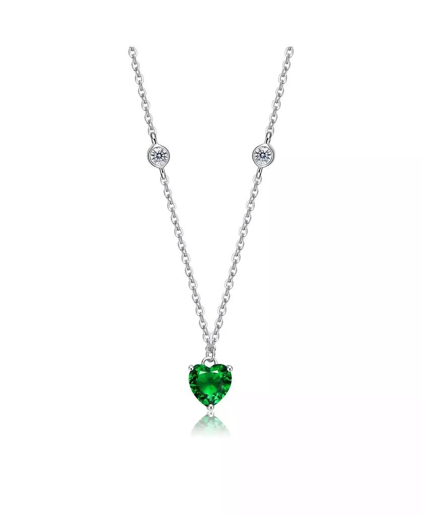 商品GiGiGirl|Gigi Girl Teens Sterling Silver White Gold Plated and Colored Cubic Zirconia Heart Necklace,价格¥314,第1张图片