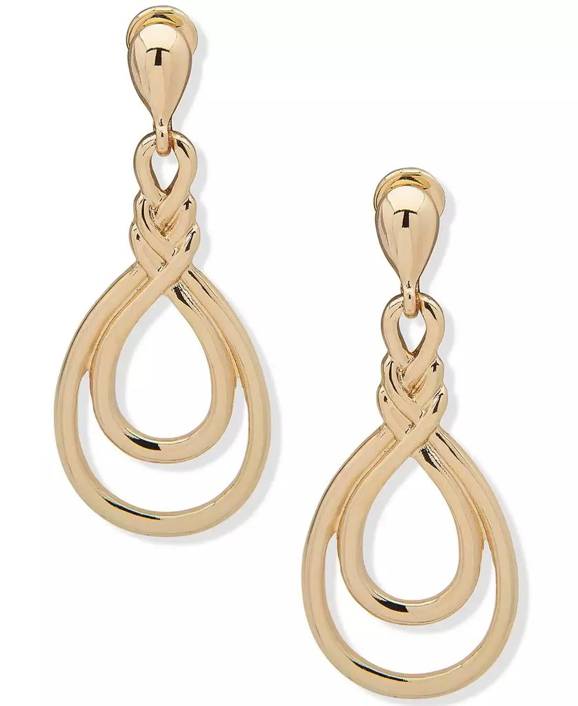 商品Anne Klein|Gold-Tone Twisted Teardrop Clip-On Linear Drop Earrings,价格¥208,第1张图片
