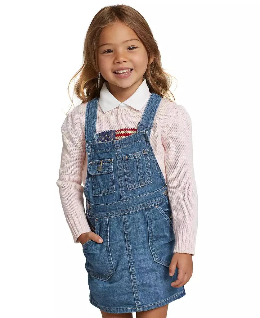 商品Ralph Lauren|Little Girls and Toddler Girls Cotton Denim Overall Dress,价格¥228,第1张图片