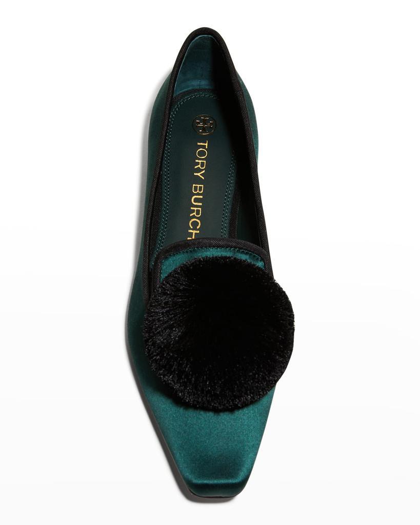 商品Tory Burch|Pom Pom Satin Smoking Slippers,价格¥2411,第7张图片详细描述