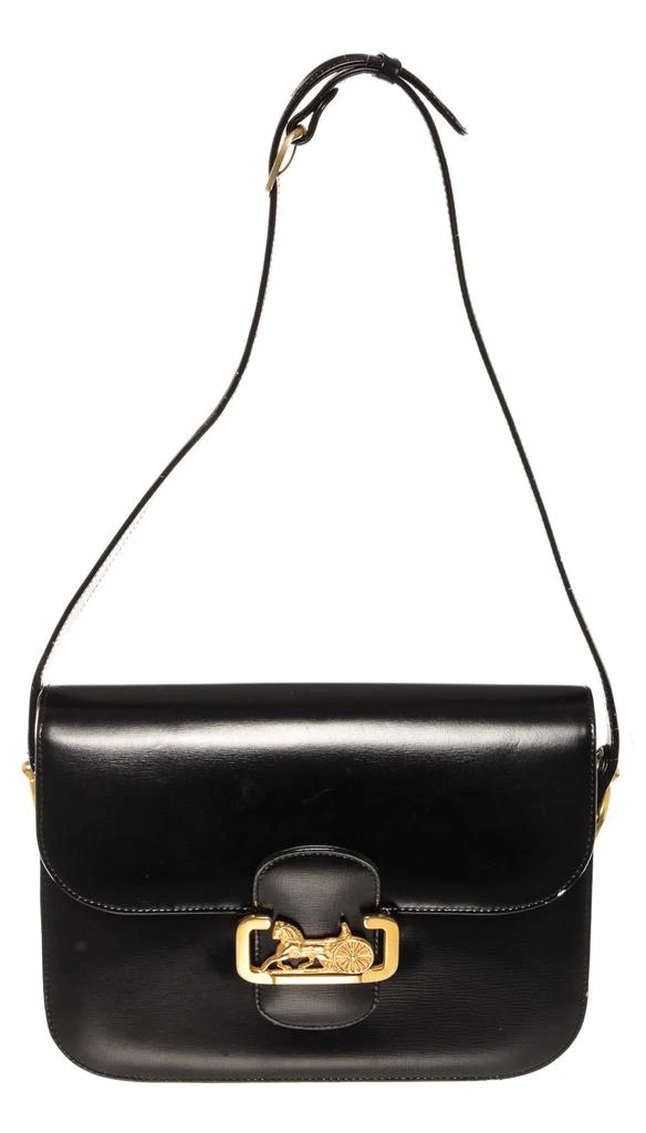 商品[二手商品] Celine|Celine Vintage Black Leather Horse Carriage Box Shoulder Bag,价格¥10212,第1张图片