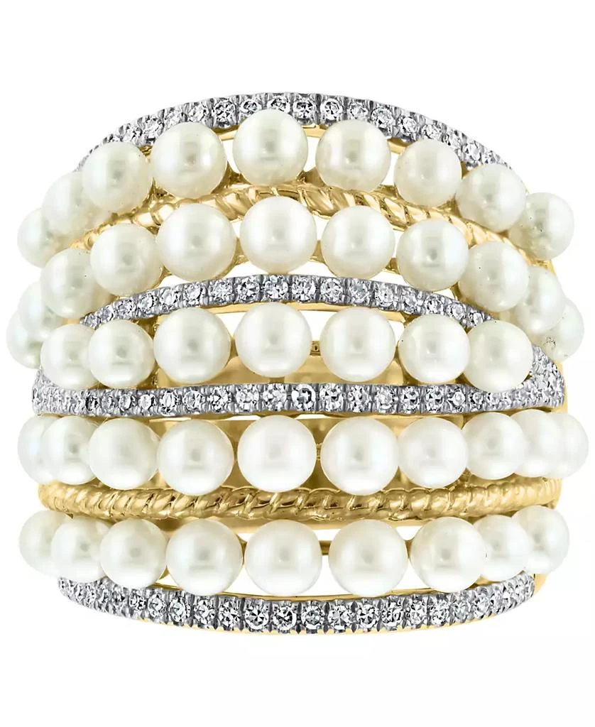 商品Effy|EFFY® Cultured Freshwater Pearl (4mm) & Diamond (3/8 ct. t.w.) Multirow Statement Ring in 14k Gold,价格¥15040,第3张图片详细描述