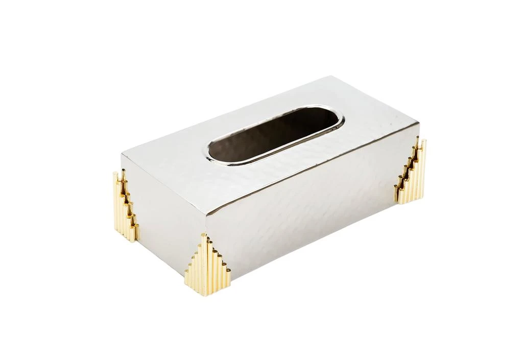 商品Classic Touch Decor|Stainless Steel Tissue Box with Gold Symmetrical Design,价格¥499,第2张图片详细描述