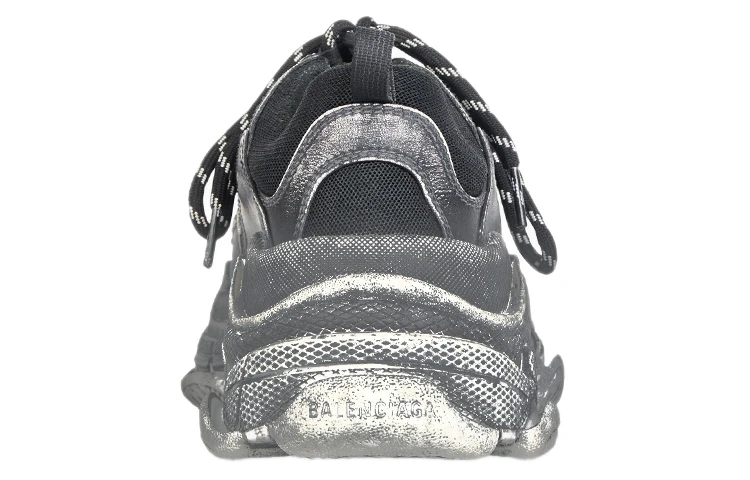 商品[国内直发] Balenciaga|[预售3天]巴黎世家 Triple S 褪色做旧 潮流 厚底 防滑耐磨 低帮 老爹鞋 男款 黑灰,价格¥5627,第6张图片详细描述