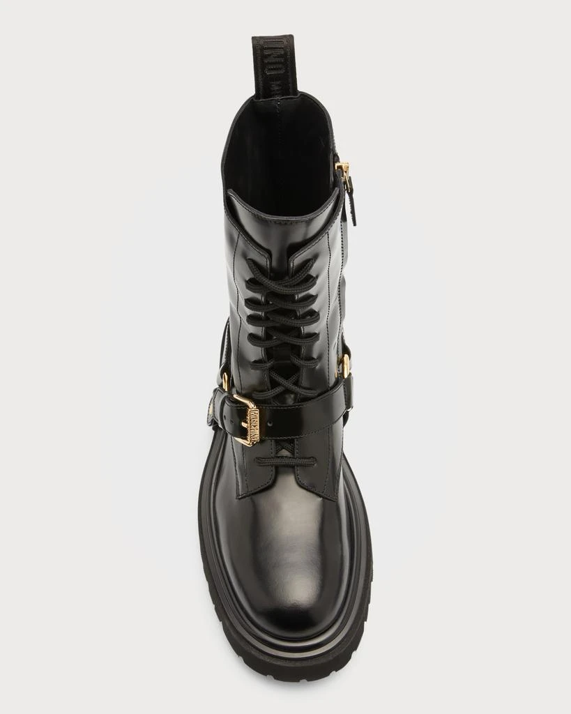 商品Moschino|Men's Lug Sole Leather Combat Boots,价格¥8563,第5张图片详细描述