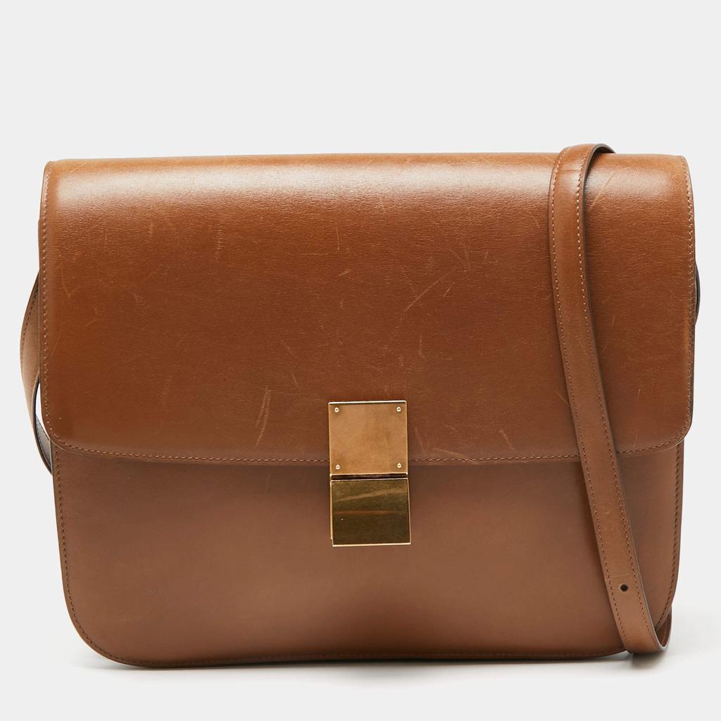 Celine Brown Leather Large Classic Box Shoulder Bag商品第1张图片规格展示