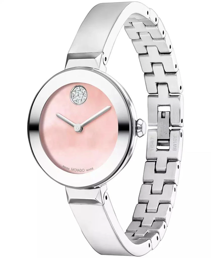 商品Movado|Women's Bold Bangles Swiss Quartz Stainless Steel Silver-tone Watch 28mm,价格¥3755,第2张图片详细描述