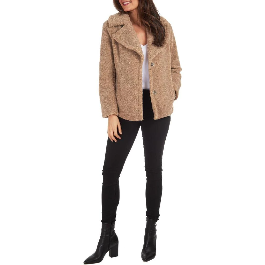 商品Kensie|Kensie Women's Short Faux Fur Teddy Coat with Oversized Notch Lapel,价格¥129,第1张图片