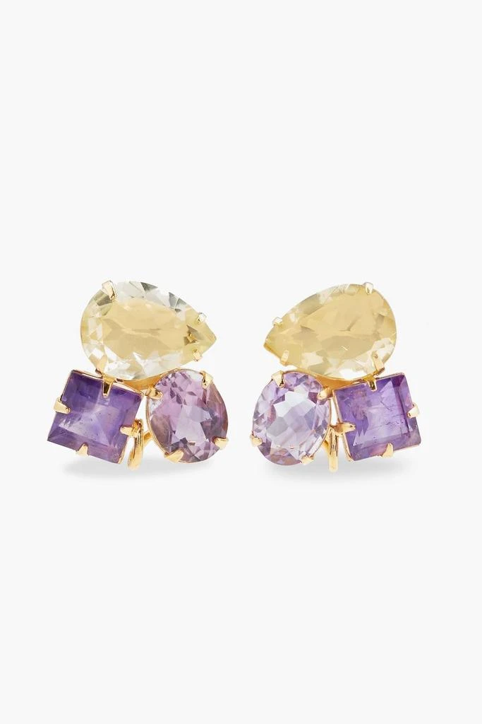 Gold-tone, amethyst and quartz earrings 商品