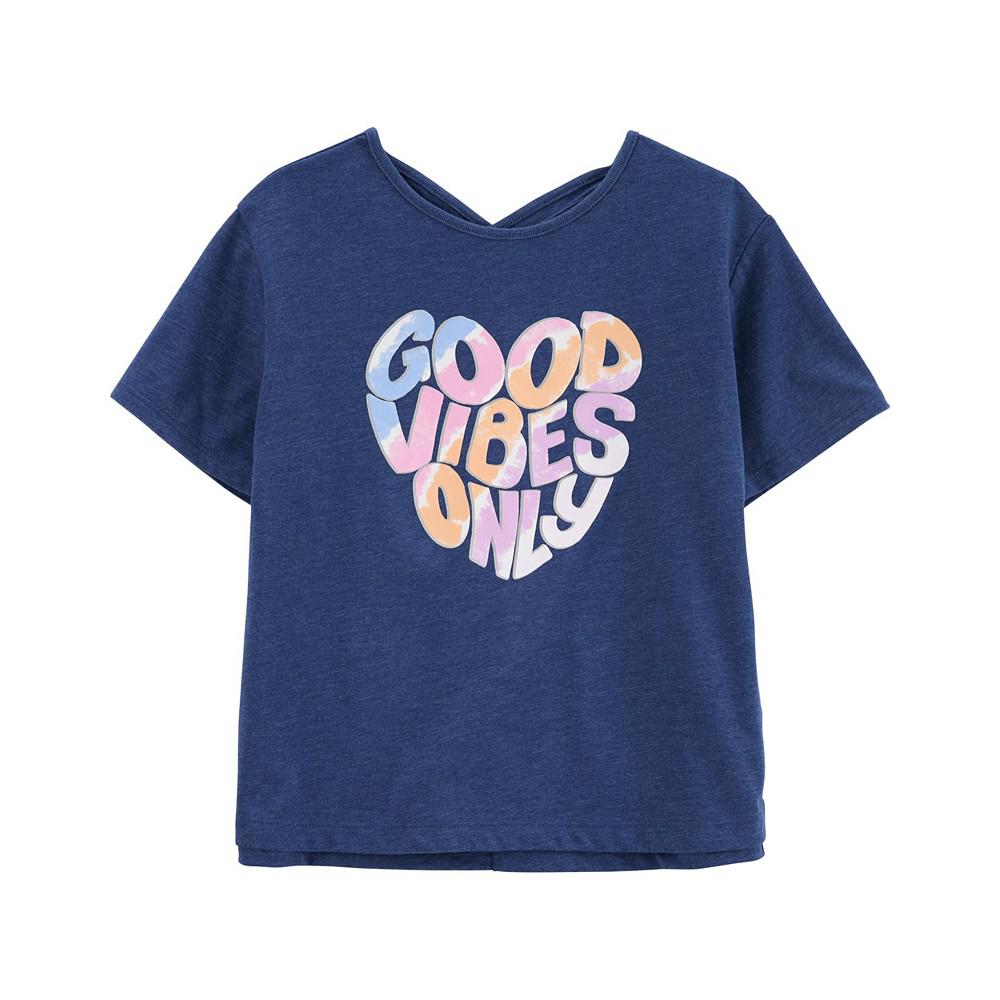 Little Girls Good Vibes Only Open-Back T-shirt商品第1张图片规格展示