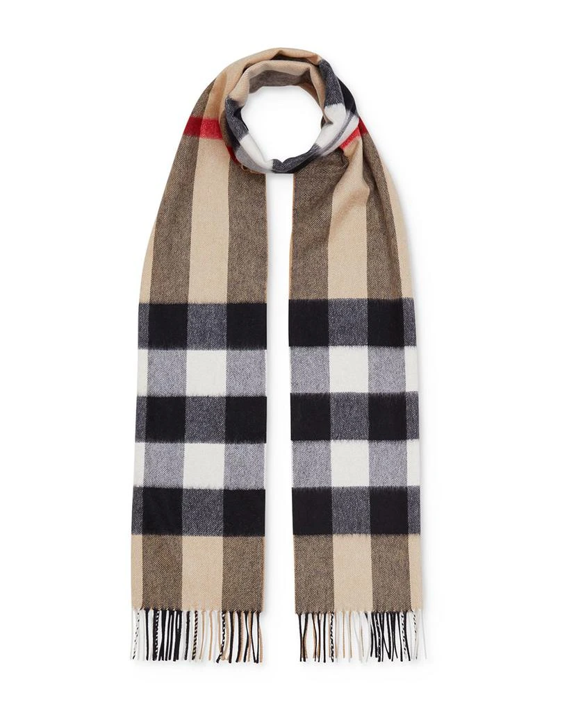 商品Burberry|黑白格纹羊绒围巾 Half Mega Check Scarf,价格¥4909,第1张图片