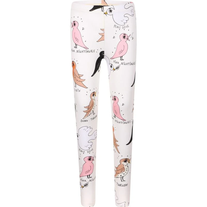 商品Mini Rodini|Birdwatching organic cotton leggings in white,价格¥339,第1张图片