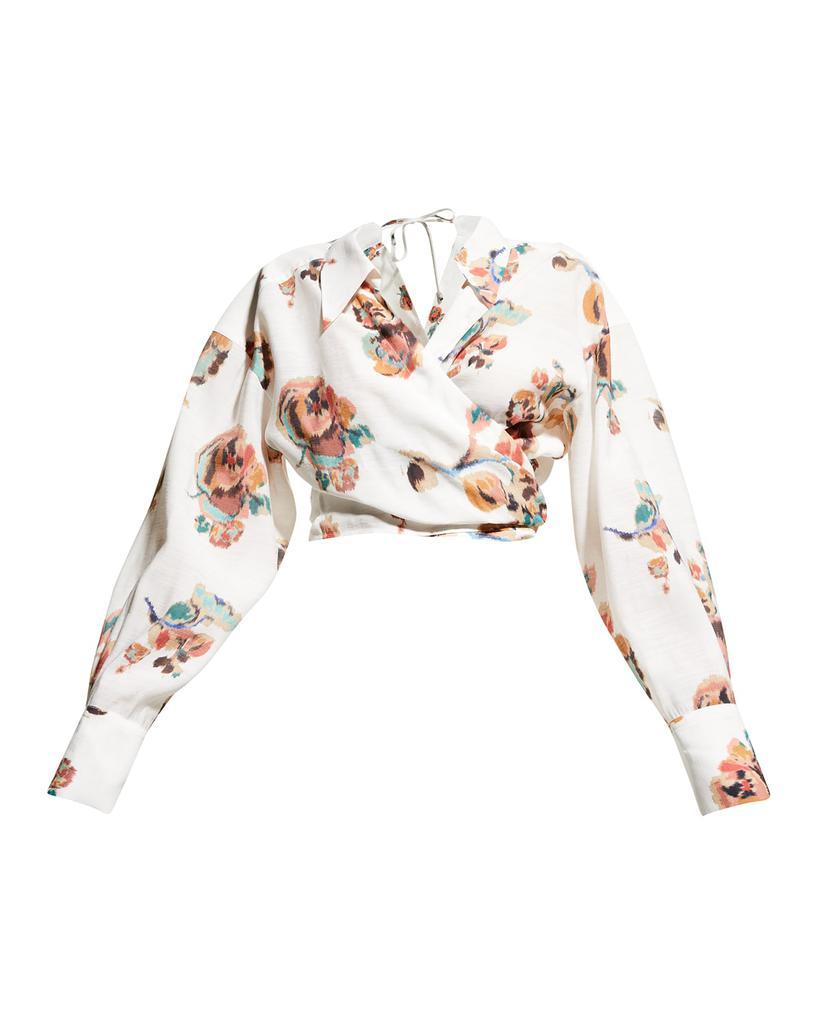 商品Vince|Ikat Floral Tie-Back Wrap Shirt,价格¥1787,第4张图片详细描述