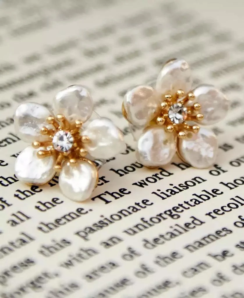 商品Lonna & Lilly|Gold-Tone Crystal & Imitation Pearl Flower Stud Earrings,价格¥101,第3张图片详细描述