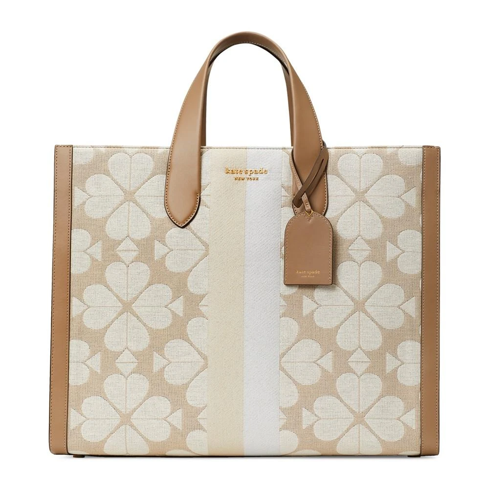 商品Kate Spade|Oversized Spade Flower Jacquard Stripe Manhattan Tote,价格¥3740,第1张图片
