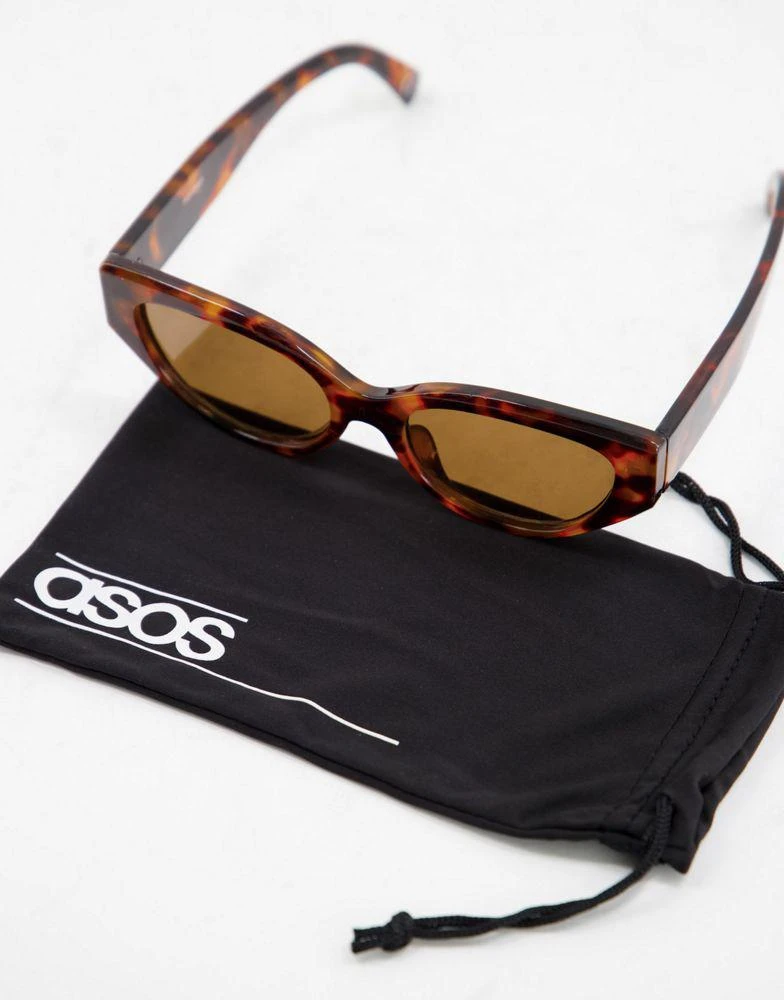 商品ASOS|ASOS DESIGN frame cat eye sunglasses with bevel detail in brown tort - BROWN,价格¥82,第4张图片详细描述