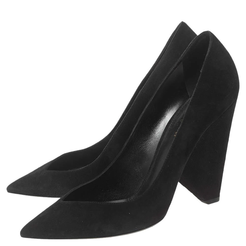 商品[二手商品] Yves Saint Laurent|Saint Laurent Black Suede Platform Block Pumps Size 40,价格¥1238,第4张图片详细描述