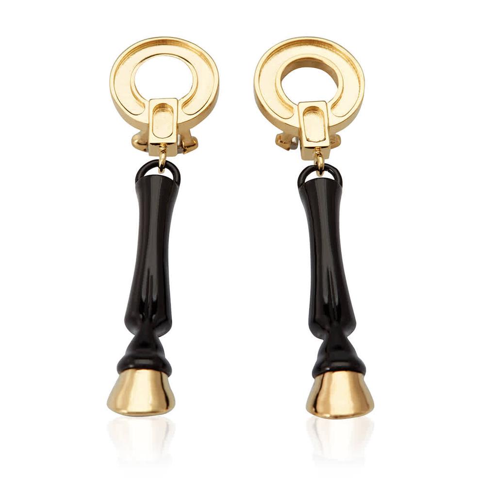 Resin And Gold-plated Hoof Drop Earrings In Black / Light Gold商品第1张图片规格展示