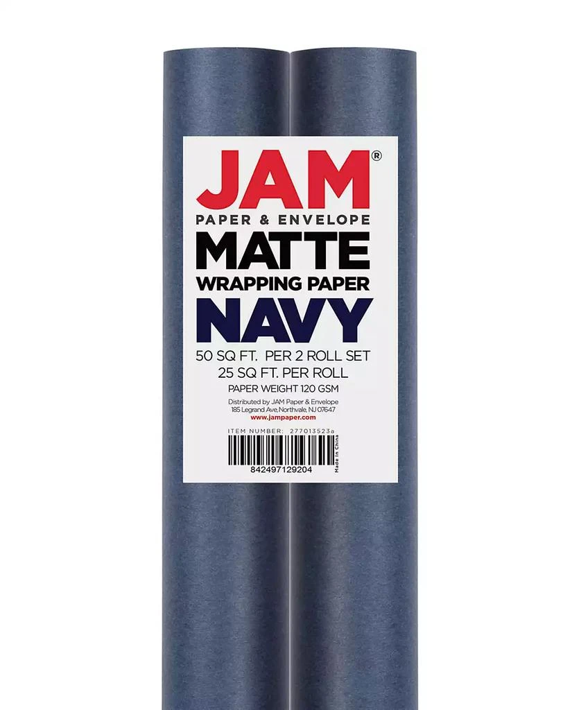 商品JAM Paper|Gift Wrap 50 Square Feet Matte Wrapping Paper Rolls, Pack of 2,价格¥194,第1张图片