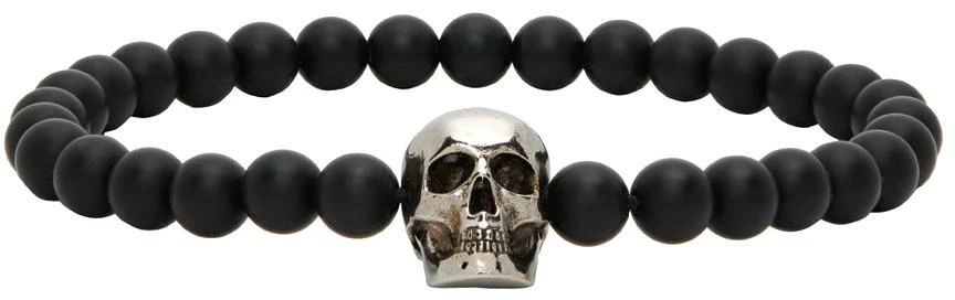 商品Alexander McQueen|Black Skull Beaded Bracelet,价格¥1195,第1张图片