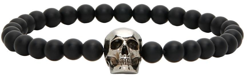 商品Alexander McQueen|Black Skull Beaded Bracelet,价格¥1067,第1张图片