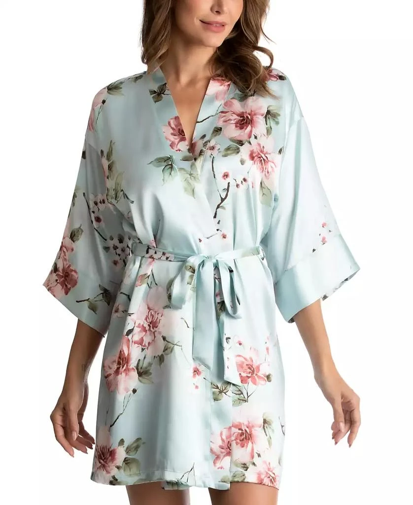 商品Linea Donatella|Floral-Print Satin Wrap Robe,价格¥235,第1张图片